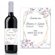 Samolepící voděodolná etiketa na láhev svatebního vína