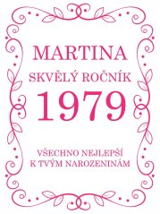 Etiketa na víno 0,75l  - přání k narozeninám NA220002