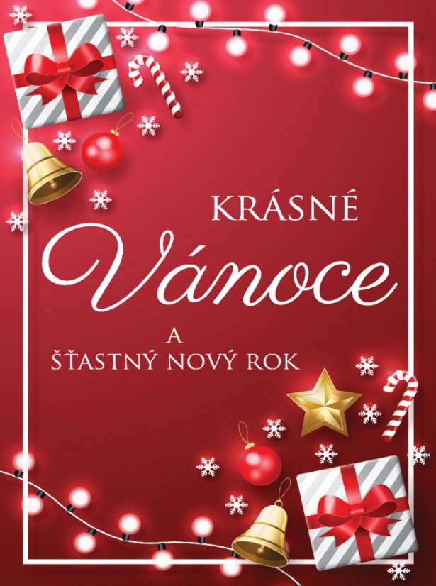 Víno s Vánoční etiketou - zvonky a dárečky