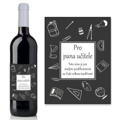 Víno 0,75l s etiketou Pro pana učitele - šedá