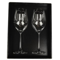 Sklenice na víno s krystaly Preciosa 360 ml - srdce 2ks