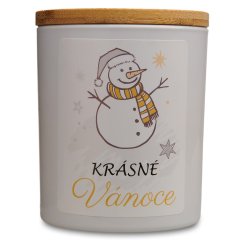 Vánoční vonná sójová svíčka - Sněhulák - 200g