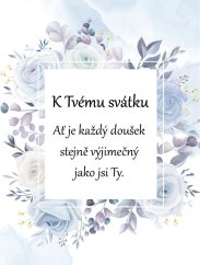 Víno 0,75l s etiketou k svátku - modré květy