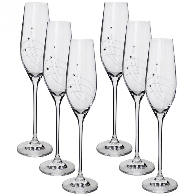 Sklenice na sekt Swarovski - dárková sada 6ks