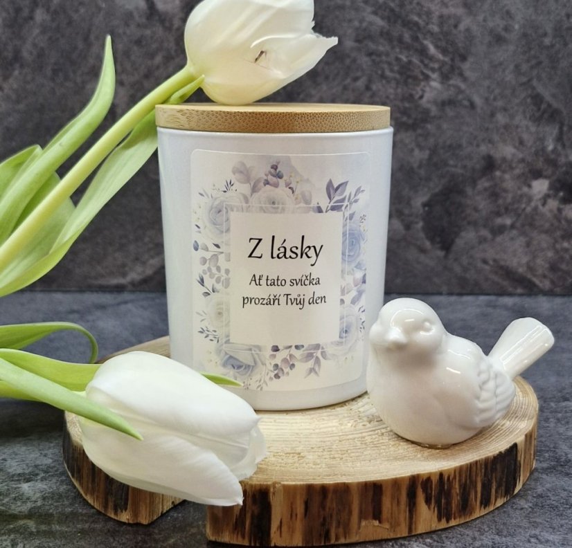 Vonná sójová svíčka s etiketou Z lásky - 200g