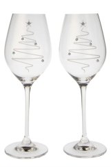 Sklenice na víno s krystaly Preciosa 360 ml - Vánoční stromeček 2ks