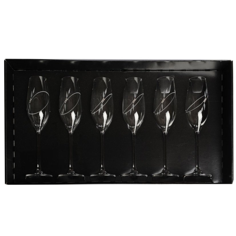 Sklenice na sekt s krystaly Preciosa 210ml - linie 6ks