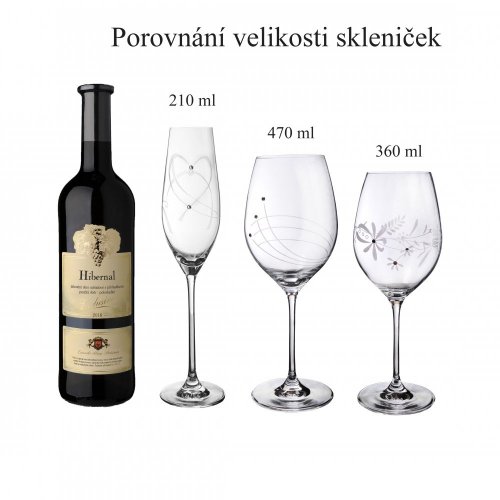 Dárkový set karafy a čtyř sklenic na víno zdobené českým křišťálem Preciosa - Flower