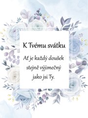 Víno 0,75l s etiketou k svátku - modré květy