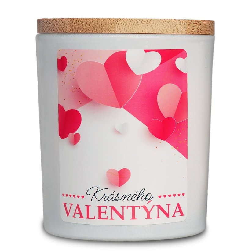 Vonná sójová svíčka s etiketou k Valentýnu - 200g - srdce