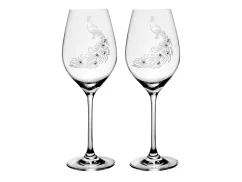 Sklenice na víno s krystaly Preciosa Páv 360 ml - 2ks bílé krystaly