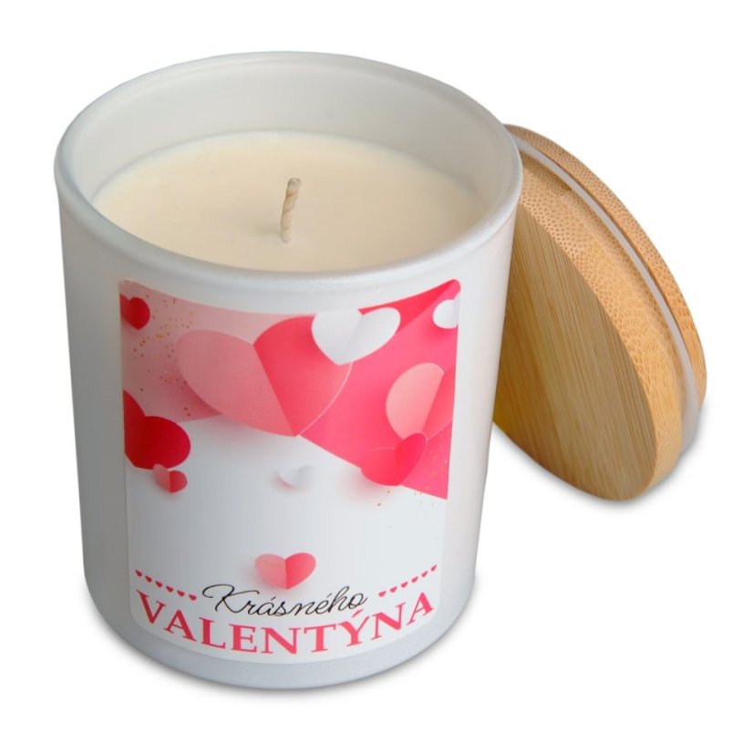 Vonná sójová svíčka s etiketou k Valentýnu - 200g - srdce