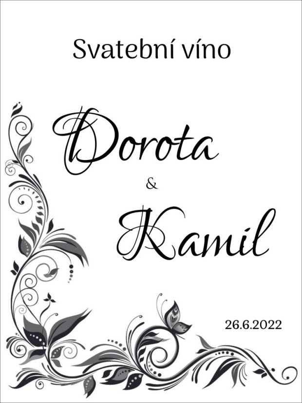 Svatební etiketa na víno 0,75l - SE220044
