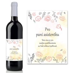 Víno 0,75l s etiketou Pro paní asistentku