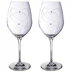 Srdce - sada 2 ks sklenic na víno s krystaly Preciosa 470 ml