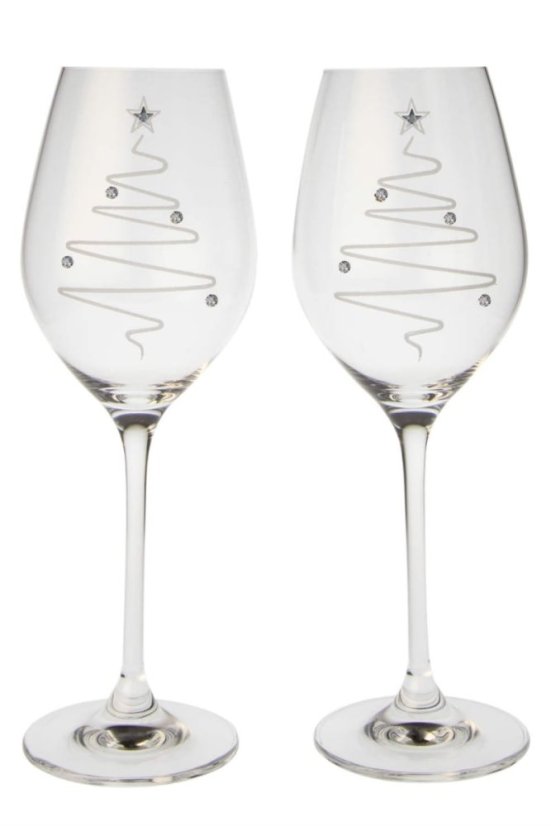 Sklenice na víno s krystaly Preciosa 360 ml - Vánoční stromeček 2ks