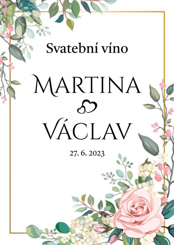 Samolepicí svatební etiketa na mini víno 0,187l - MN220009