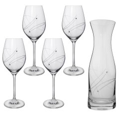Celebration - set karafy a čtyř sklenic na víno zdobené českým křišťálem Preciosa v dárkovém balení. Celebration - set karafy a čtyř sklenic na víno zdobené českým křišťálem Preciosa v dárkovém balení.