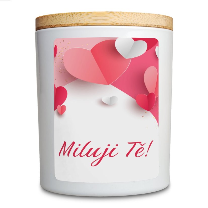 Originální dárková svíčka se srdíčky a nápisem "Miluji tě!"