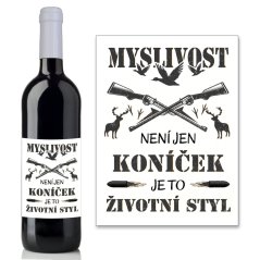 Dárek pro myslivce - láhev vína s myslivecku tématikou