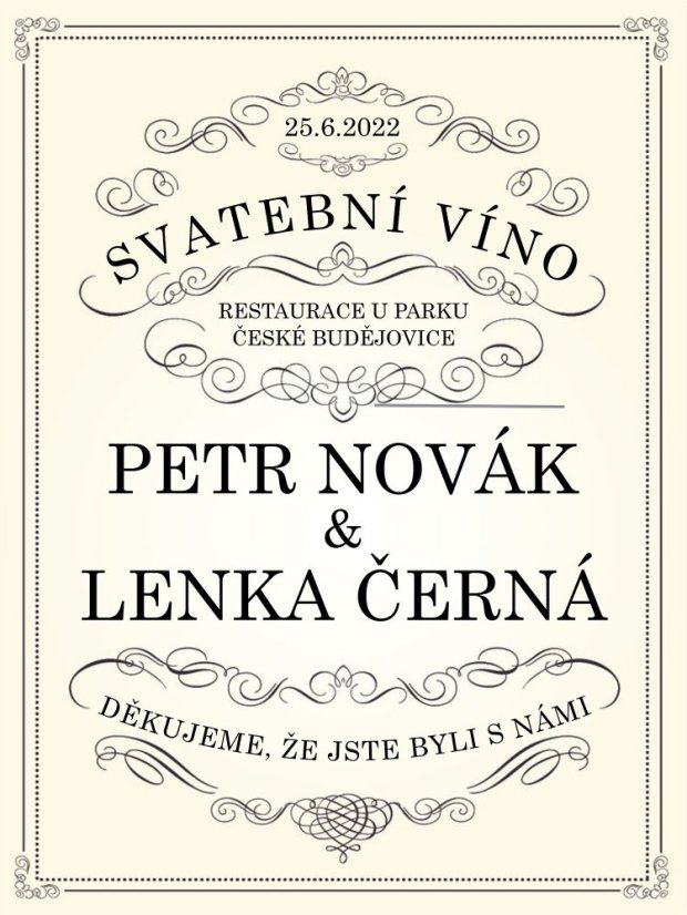 Svatební etiketa na víno 0,75l - SE220032