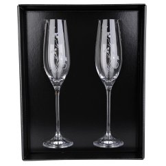 Sklenice na sekt s krystaly Precoisa 210ml - Flower 2 ks