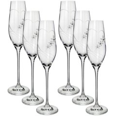 Sklenice na sekt s krystaly Preciosa 210ml - Srdce 6ks