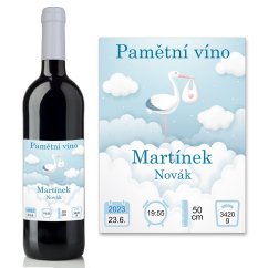 Etiketa na víno 0,75l  - přání k narození chlapečka NA220008