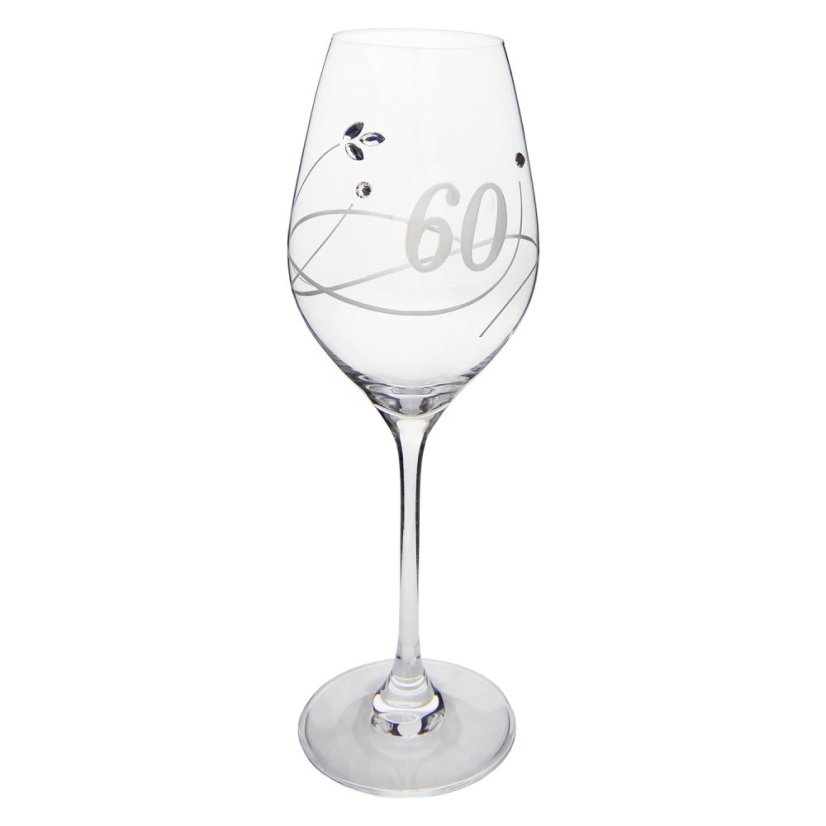 Sklenice na víno 360 ml s krystaly Swarovski - jubileum 60