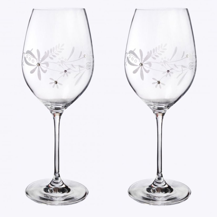 Folk - Sada 2 ks sklenic na víno s krystaly Preciosa 470 ml
