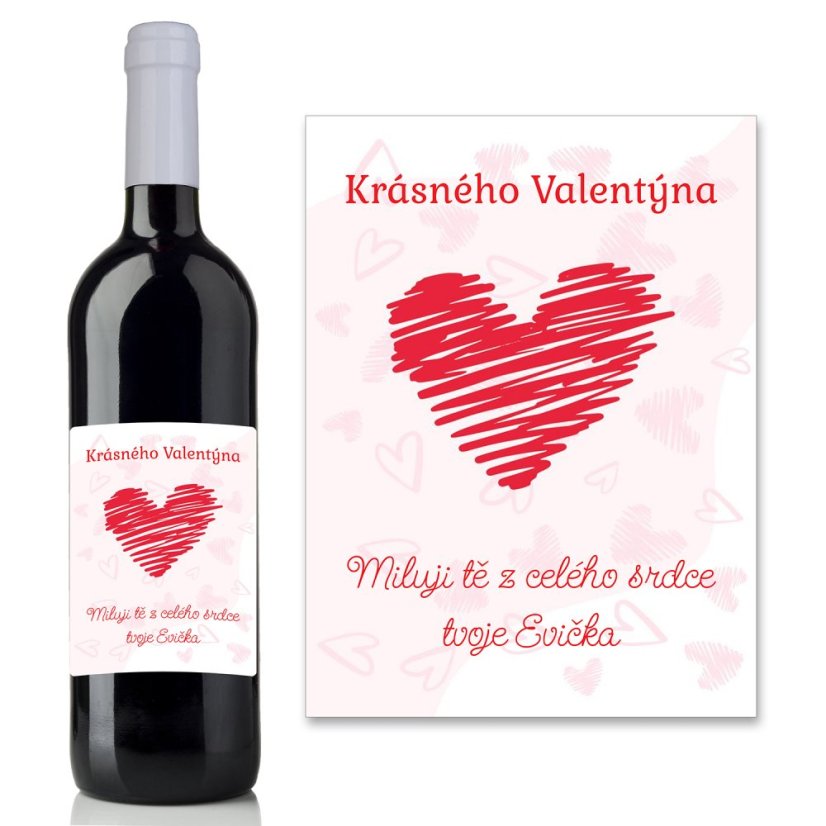 Etiketa na víno 0,75l  - přání k Valentýnu - VT220002
