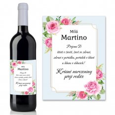 Etiketa na víno 0,75l  - přání k narozeninám NA220006