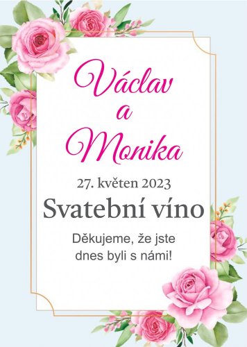 Samolepicí svatební etiketa na mini víno 0,187l - MN220004