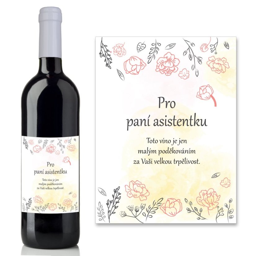 Víno 0,75l s etiketou Pro paní asistentku