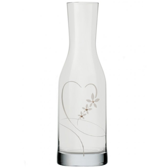 Karafa na víno s krystaly Preciosa 1200 ml dekor srdce