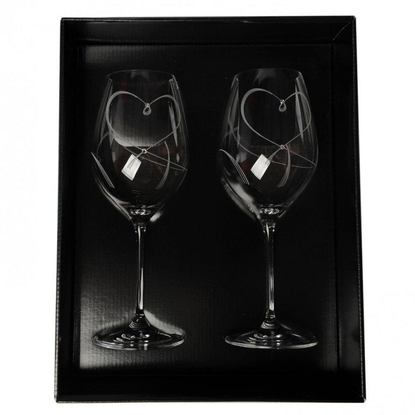 Srdce - sada 2 ks sklenic na víno s krystaly Swarovski 470 ml