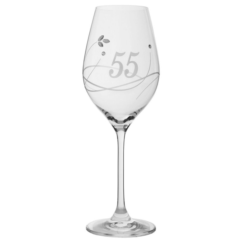 Sklenice na víno 360 ml s krystaly Swarovski - jubileum 55