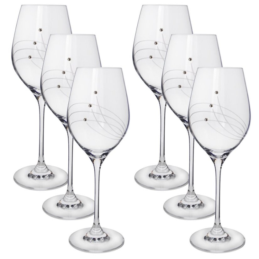 Sklenice na víno s krystaly Preciosa 360 ml - linie 6ks