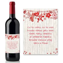Vánoční samolepící etiketa na víno 0,75l - VE0006