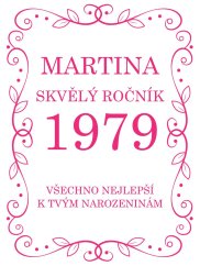 Etiketa na víno 0,75l  - přání k narozeninám NA220002
