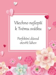 Víno 0,75l s etiketou k svátku - růžová