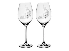 Sklenice na víno s krystaly Preciosa Páv 360 ml - 2ks bílé krystaly