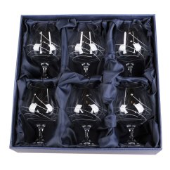Sada 6 sklenic na koňak 400 ml s krystaly Swarovski - Waves