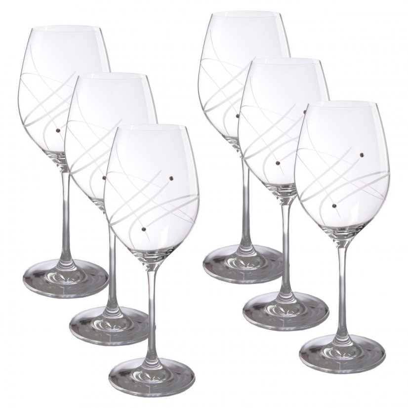 Sada 6 ks sklenic na víno s krystaly Preciosa 470 ml - Celebration