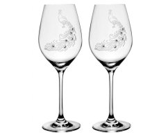 Sklenice na víno s krystaly Preciosa Páv 470 ml - 2ks bílá