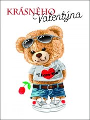 Valentýnské víno 0,75l - medvídek s růží