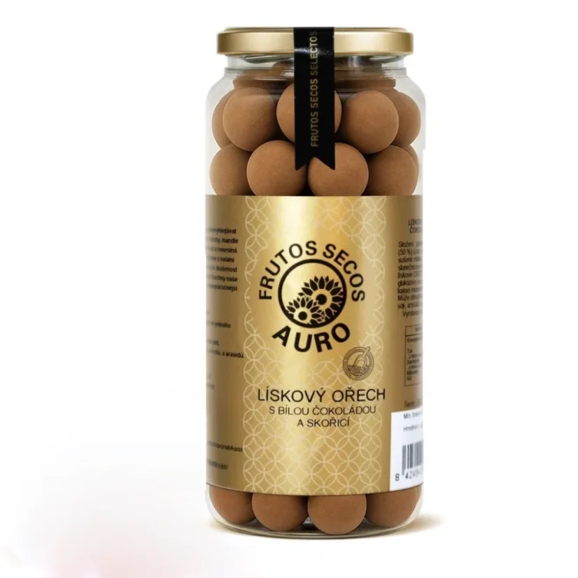 Lískové ořechy v bílé čokoládě se skořicí (400 g)