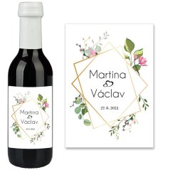 Samolepiaca svadobná etiketa na mini víno 0,187l - MN220011