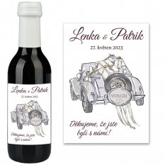 Samolepicí svatební etiketa na mini víno 0,187l - MN220012