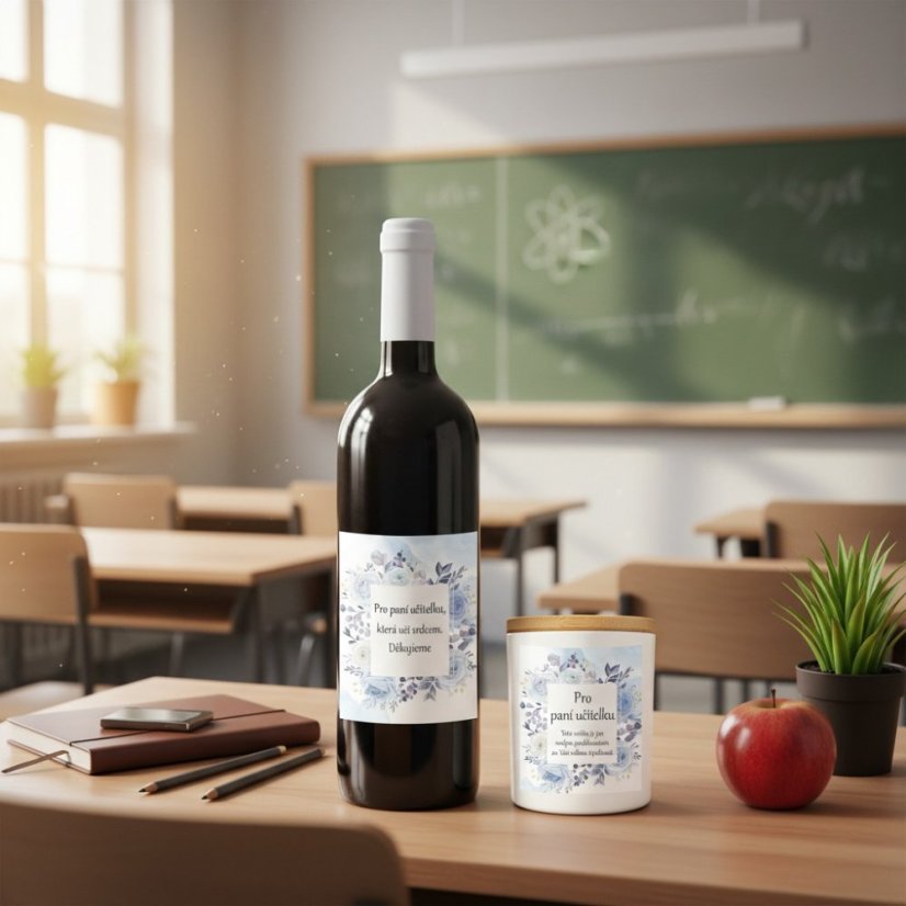 Dárkový set „Pro paní učitelku“ - Víno a Svíčka